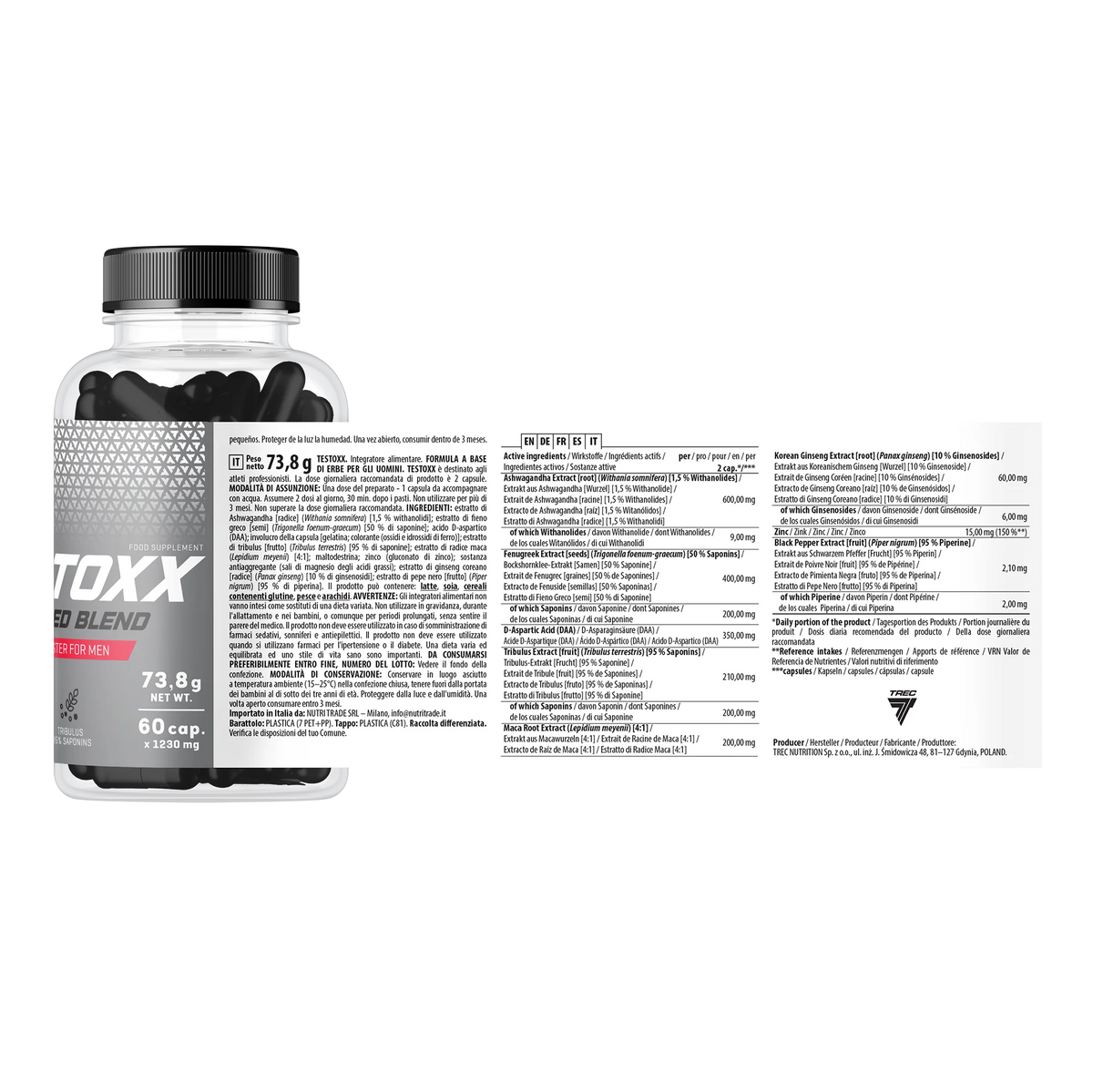 Testoxx 60 capsules – food supplement in capsules – trec nutrition