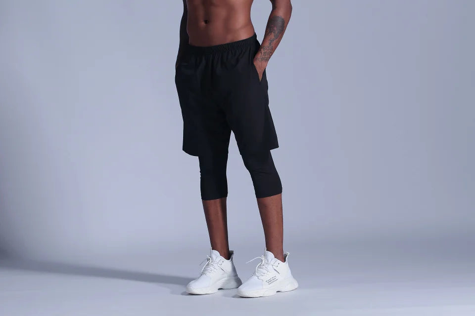 2 in 1 Compression Pants Running Shorts