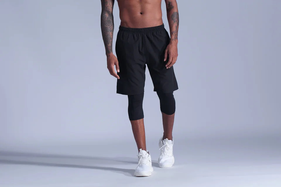 2 in 1 Compression Pants Running Shorts