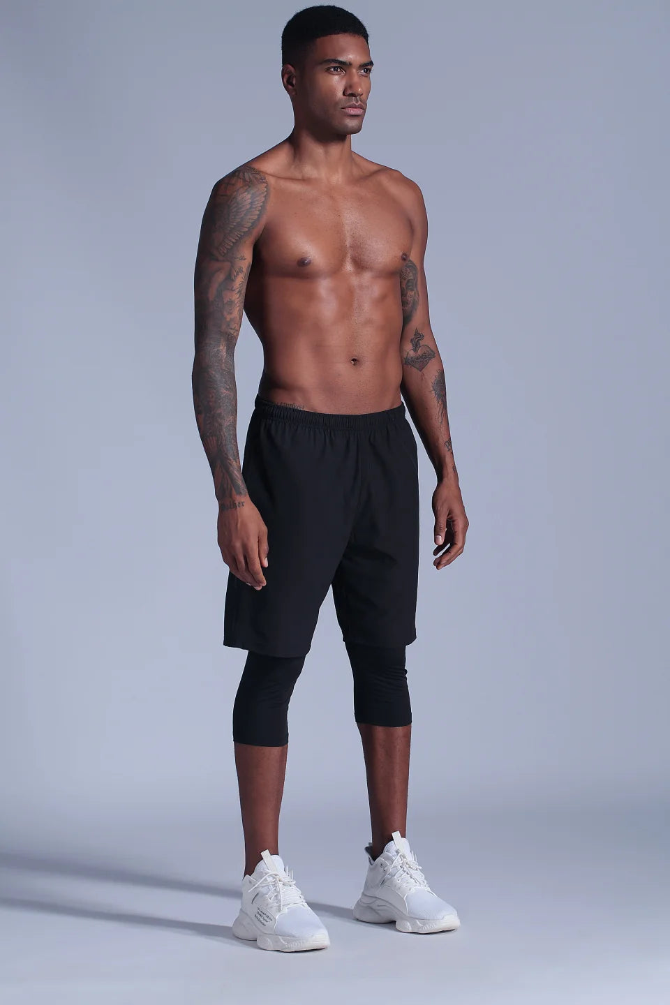 2 in 1 Compression Pants Running Shorts