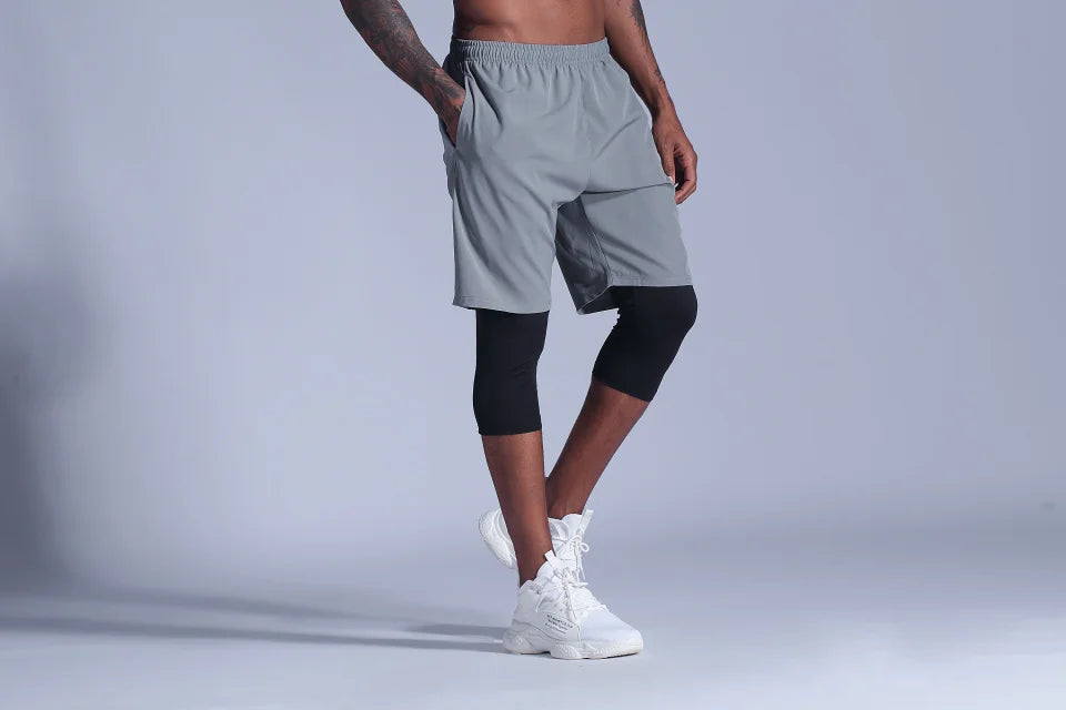 2 in 1 Compression Pants Running Shorts