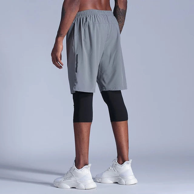 2 in 1 Compression Pants Running Shorts