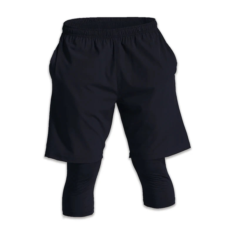 2 in 1 Compression Pants Running Shorts