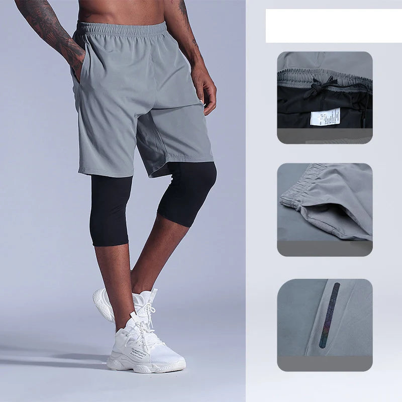 2 in 1 Compression Pants Running Shorts