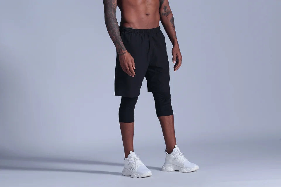 2 in 1 Compression Pants Running Shorts