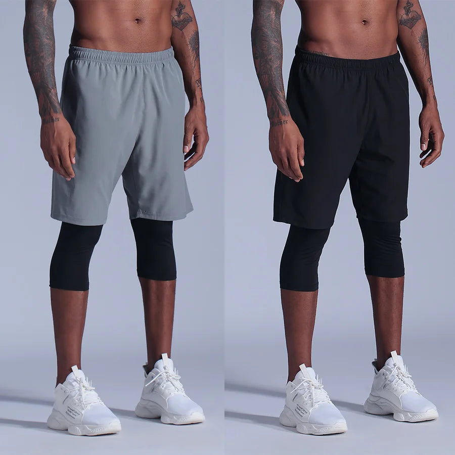 2 in 1 Compression Pants Running Shorts