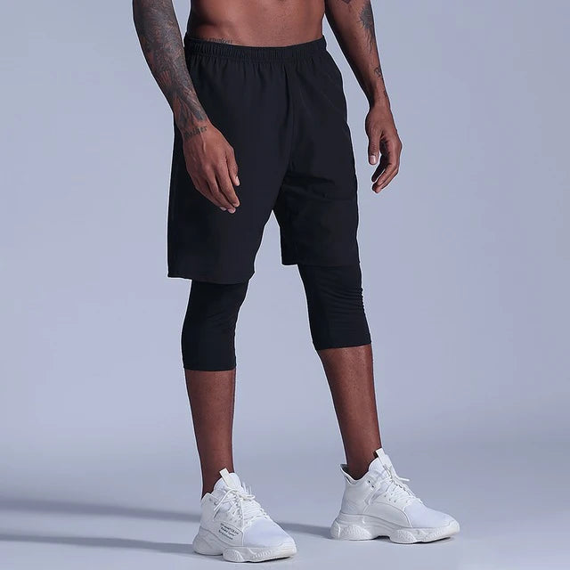 2 in 1 Compression Pants Running Shorts