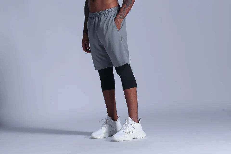 2 in 1 Compression Pants Running Shorts