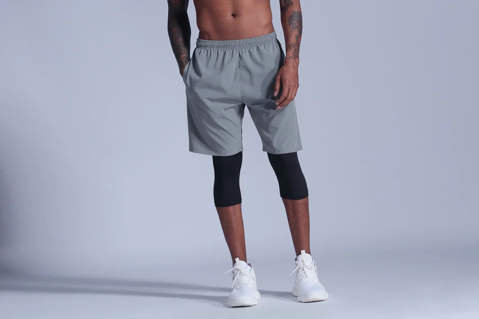 2 in 1 Compression Pants Running Shorts