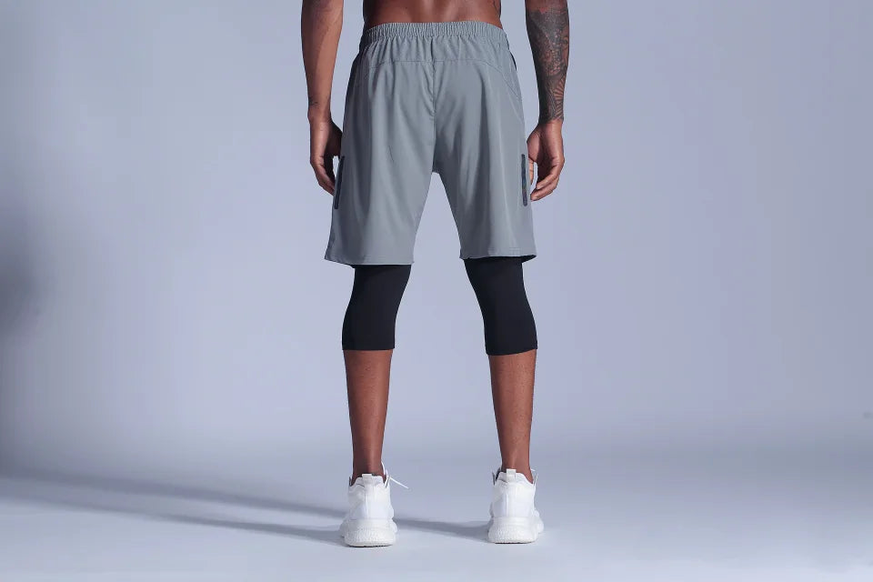 2 in 1 Compression Pants Running Shorts