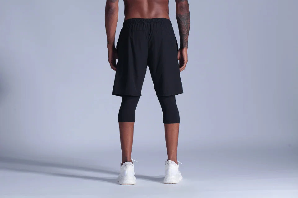 2 in 1 Compression Pants Running Shorts