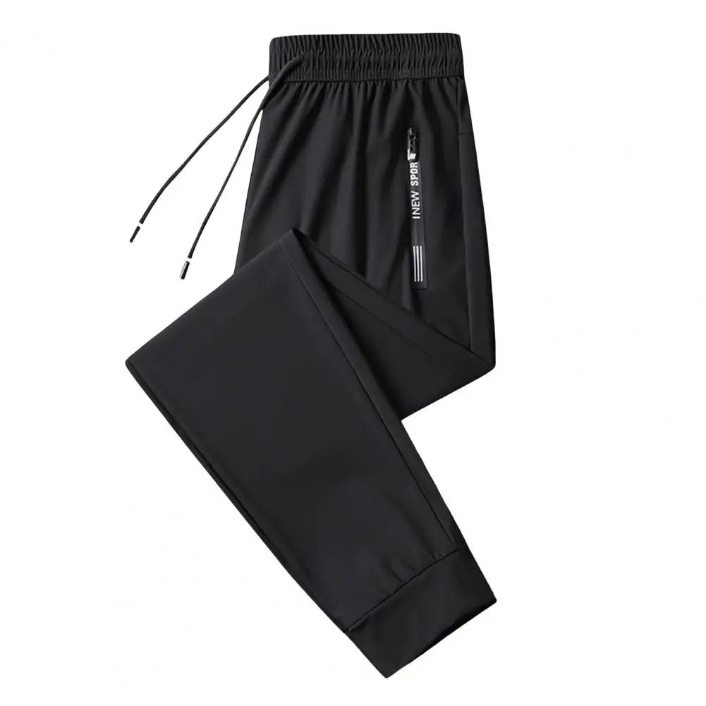 Men's Summer Ice Silk Pants Mesh Quick drying Ankle-banded Breathable Casual Thin Pants Loose Elastic Pants Sports Trousers